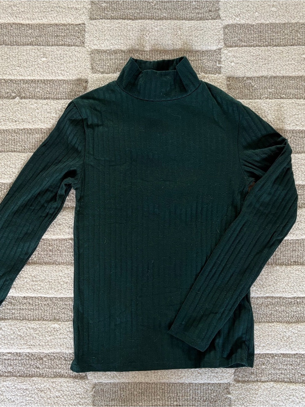 Topshop Ribbed Mock Neck Long Sleeve Top - Dark Green